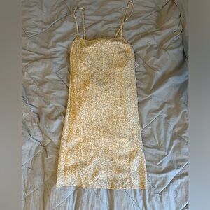Yellow Floral Spaghetti Strap Dress